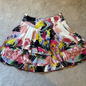Anthropologie Floral Skater Mini Skirt